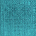 Square Oriental Turquoise Industrial Rug, urb2659turq