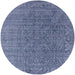 Round Mid-Century Modern Azure Blue Oriental Rug, urb2659