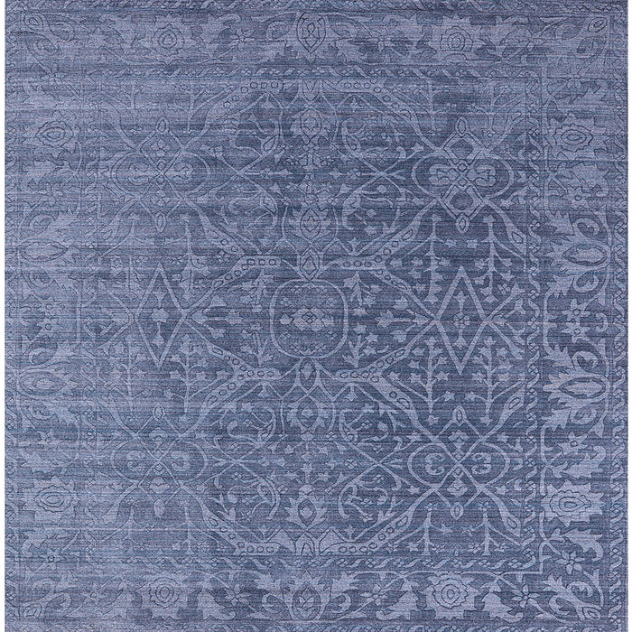 Square Machine Washable Industrial Modern Azure Blue Rug, wshurb2659