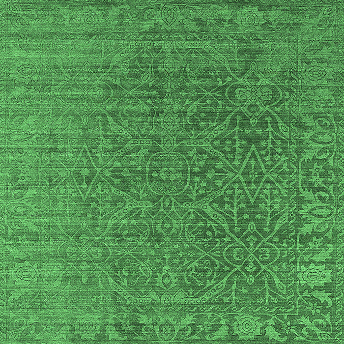 Square Oriental Emerald Green Industrial Rug, urb2659emgrn