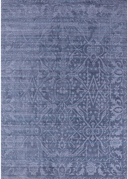 Mid-Century Modern Azure Blue Oriental Rug, urb2659