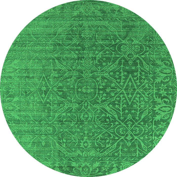 Round Oriental Green Industrial Rug, urb2659grn
