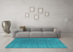 Machine Washable Oriental Turquoise Industrial Area Rugs in a Living Room,, wshurb2659turq
