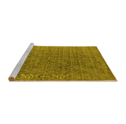 Sideview of Machine Washable Oriental Yellow Industrial Rug, wshurb2659yw