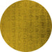 Round Oriental Yellow Industrial Rug, urb2660yw