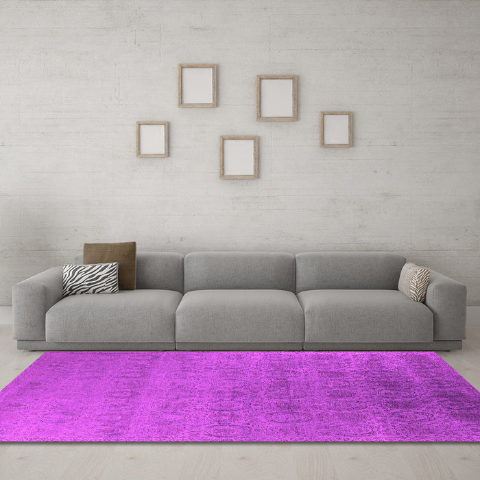 Machine Washable Oriental Pink Industrial Rug in a Living Room, wshurb2660pnk