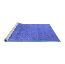 Sideview of Machine Washable Oriental Blue Industrial Rug, wshurb2660blu
