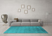 Machine Washable Oriental Turquoise Industrial Area Rugs in a Living Room,, wshurb2660turq
