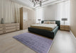 Mid-Century Modern Lavender Purple Oriental Rug in a Bedroom, urb2660