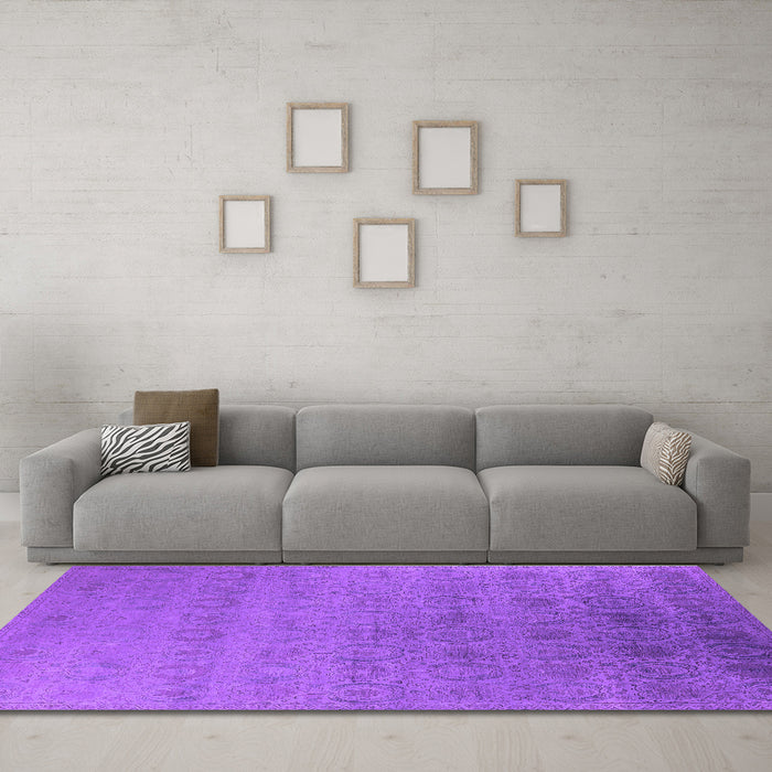 Machine Washable Oriental Purple Industrial Area Rugs in a Living Room, wshurb2660pur
