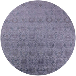 Round Mid-Century Modern Lavender Purple Oriental Rug, urb2660