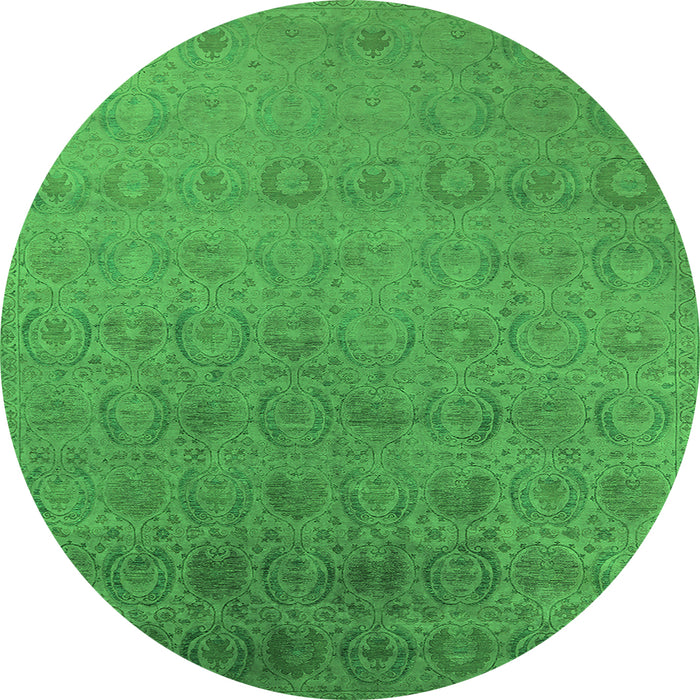 Round Oriental Green Industrial Rug, urb2660grn