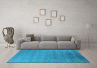 Machine Washable Oriental Light Blue Industrial Rug, wshurb2660lblu