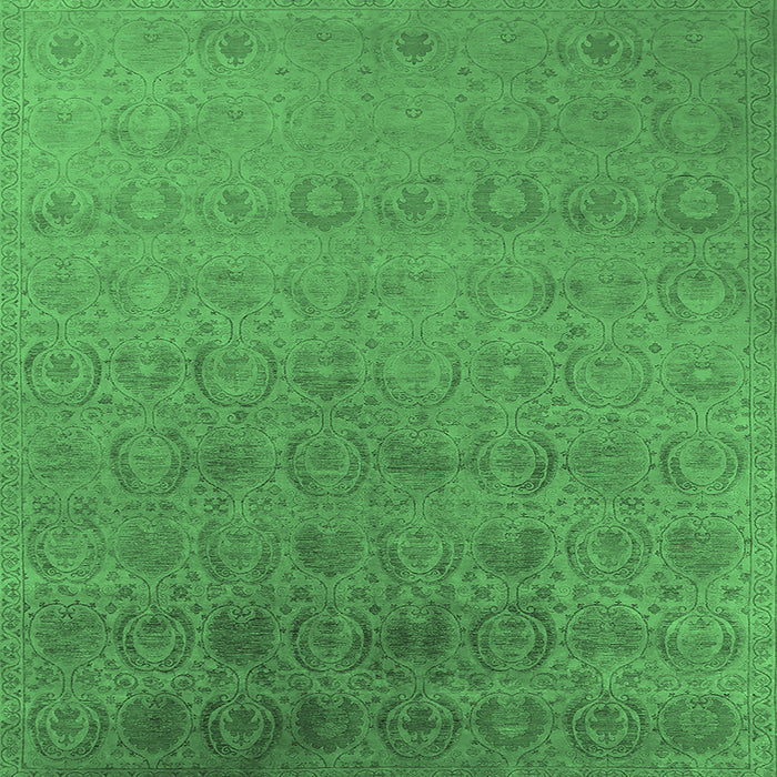 Square Machine Washable Oriental Emerald Green Industrial Area Rugs, wshurb2660emgrn
