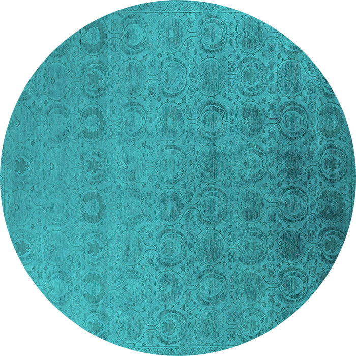 Round Oriental Turquoise Industrial Rug, urb2660turq