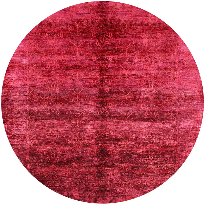 Round Mid-Century Modern Red Oriental Rug, urb2661