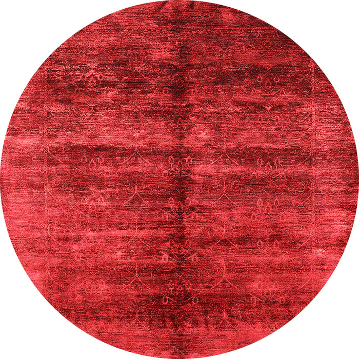 Round Machine Washable Oriental Orange Industrial Area Rugs, wshurb2661org