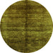 Round Machine Washable Oriental Green Industrial Area Rugs, wshurb2661grn