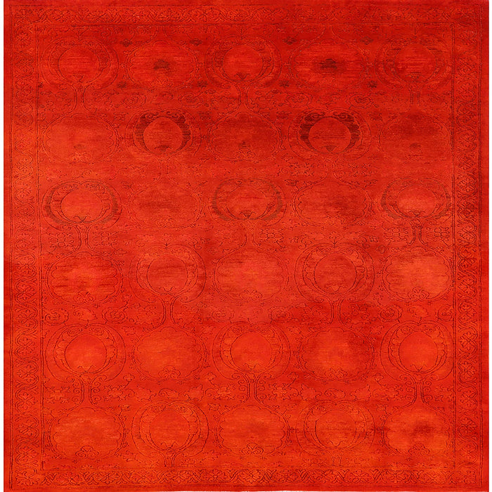 Square Mid-Century Modern Red Oriental Rug, urb2662