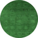 Round Oriental Emerald Green Industrial Rug, urb2662emgrn