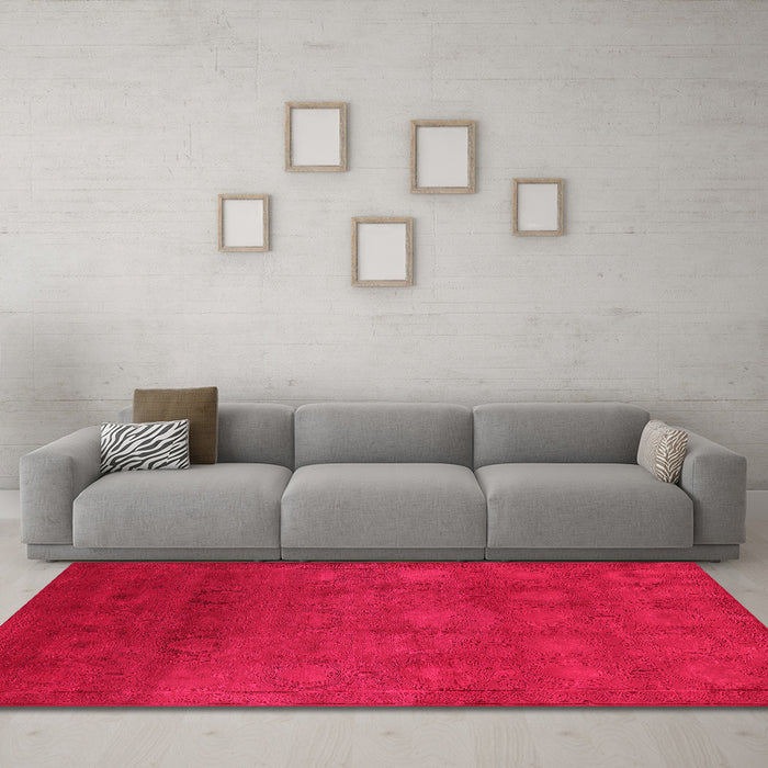 Machine Washable Oriental Pink Industrial Rug in a Living Room, wshurb2662pnk