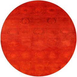 Round Mid-Century Modern Red Oriental Rug, urb2662