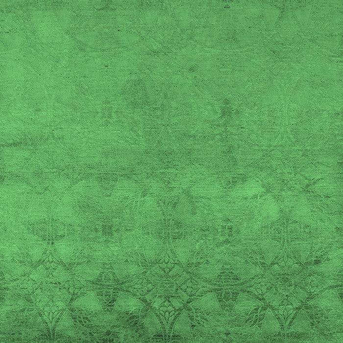 Square Machine Washable Oriental Emerald Green Industrial Area Rugs, wshurb2663emgrn