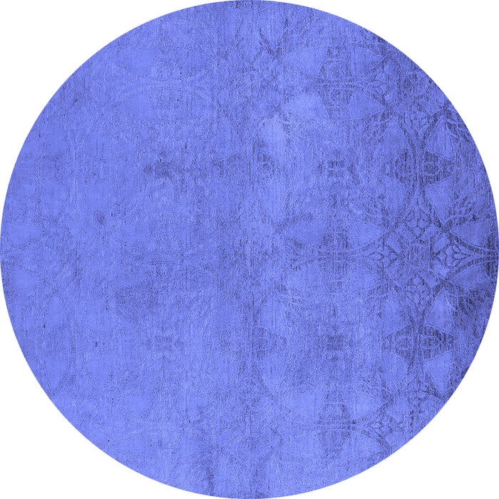 Round Oriental Blue Industrial Rug, urb2663blu