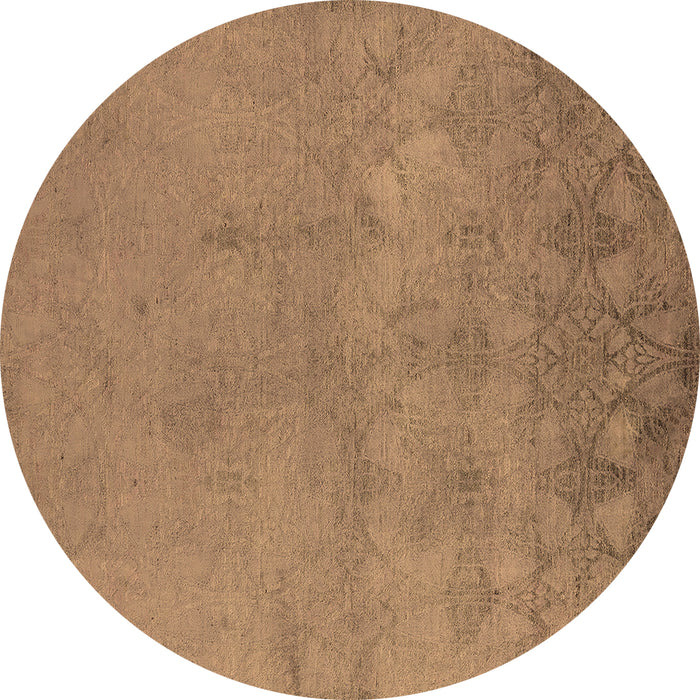 Round Oriental Brown Industrial Rug, urb2663brn