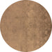 Round Oriental Brown Industrial Rug, urb2663brn