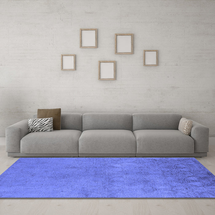 Machine Washable Oriental Blue Industrial Rug in a Living Room, wshurb2663blu