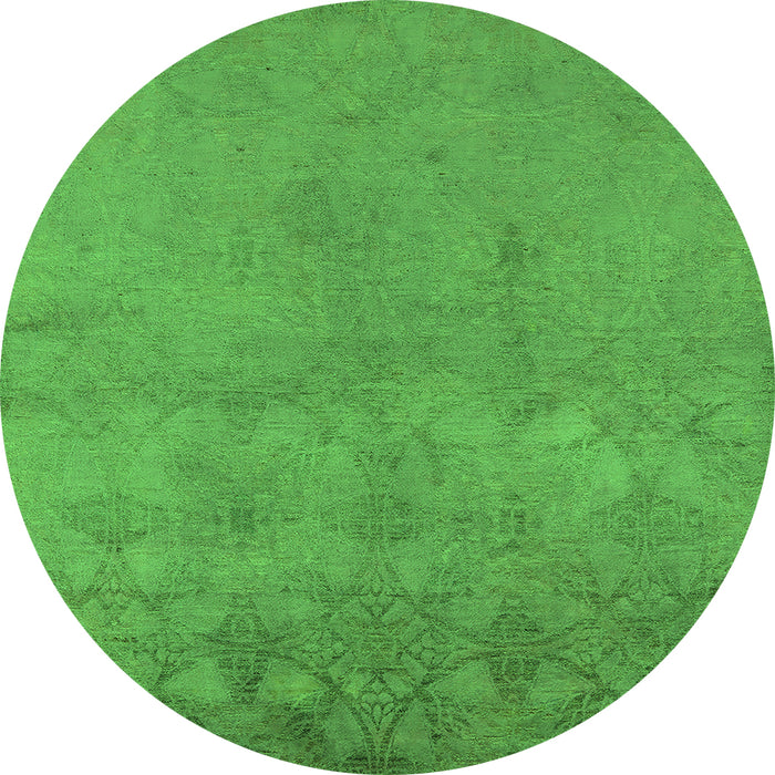 Round Oriental Green Industrial Rug, urb2663grn