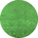 Round Oriental Green Industrial Rug, urb2663grn