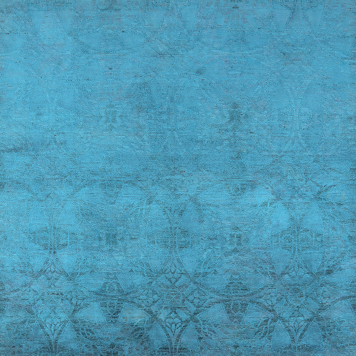 Square Machine Washable Oriental Light Blue Industrial Rug, wshurb2663lblu