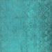 Square Oriental Turquoise Industrial Rug, urb2663turq