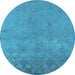 Round Oriental Light Blue Industrial Rug, urb2663lblu