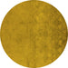 Round Oriental Yellow Industrial Rug, urb2663yw