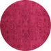 Round Oriental Purple Industrial Rug, urb2664pur