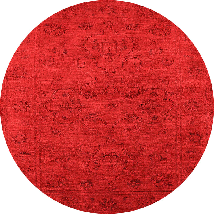 Round Machine Washable Oriental Orange Industrial Area Rugs, wshurb2664org