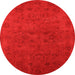 Round Machine Washable Oriental Orange Industrial Area Rugs, wshurb2664org