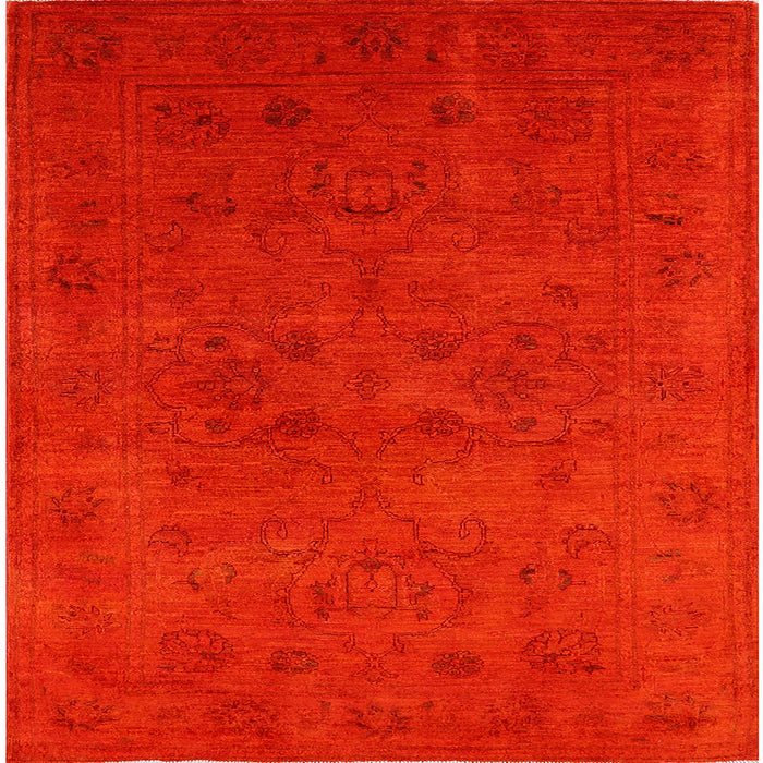 Square Mid-Century Modern Orange Oriental Rug, urb2664