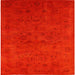 Square Mid-Century Modern Orange Oriental Rug, urb2664