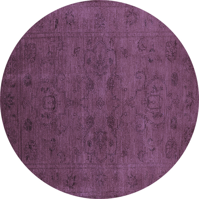 Round Machine Washable Oriental Blue Industrial Rug, wshurb2664blu