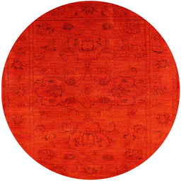 Round Machine Washable Industrial Modern Orange Rug, wshurb2664