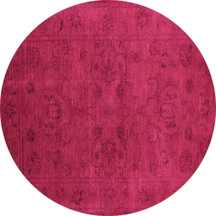 Round Machine Washable Oriental Purple Industrial Area Rugs, wshurb2664pur