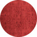 Round Oriental Brown Industrial Rug, urb2664brn