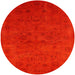 Round Mid-Century Modern Orange Oriental Rug, urb2664