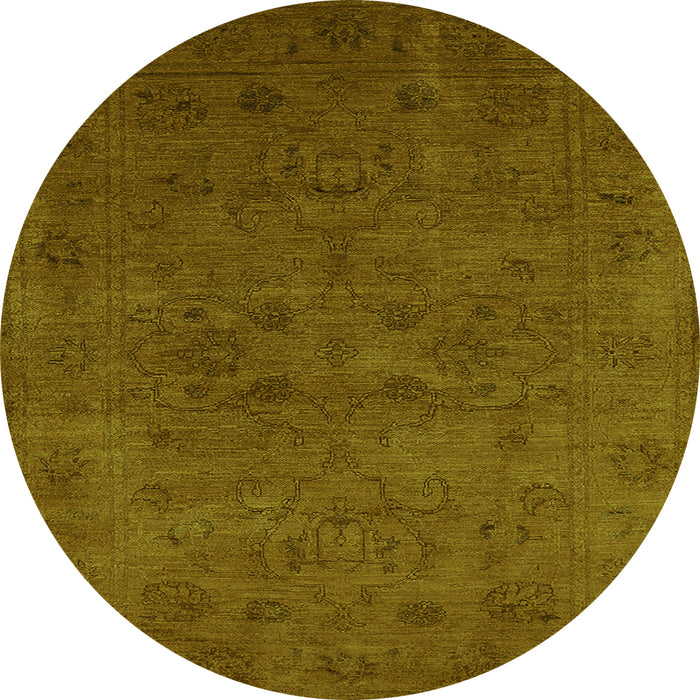 Round Machine Washable Oriental Green Industrial Area Rugs, wshurb2664grn