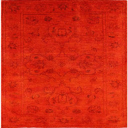 Square Machine Washable Industrial Modern Orange Rug, wshurb2664