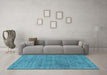 Machine Washable Oriental Light Blue Industrial Rug in a Living Room, wshurb2665lblu